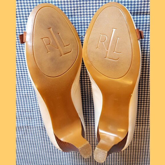 Ralph Lauren White and Tan Heels - Picture 4 of 5